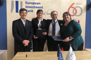 Emb. Marcelo Cima, María Inés Zigarán (Ministra de Ambiente, Prov. Jujuy), Stefano Manservisi (Dir. General DEVCO, Comisión Europea), María Shaw-Barragán (Dir. América Latina, BEI)) 