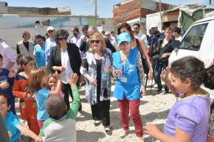 Susana Malcorra visitng El Marej refugee camp, Bekaa Valley